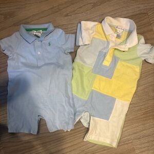 Ralph Lauren Baby Rompers - Light Blue and Patchwork size 9 months